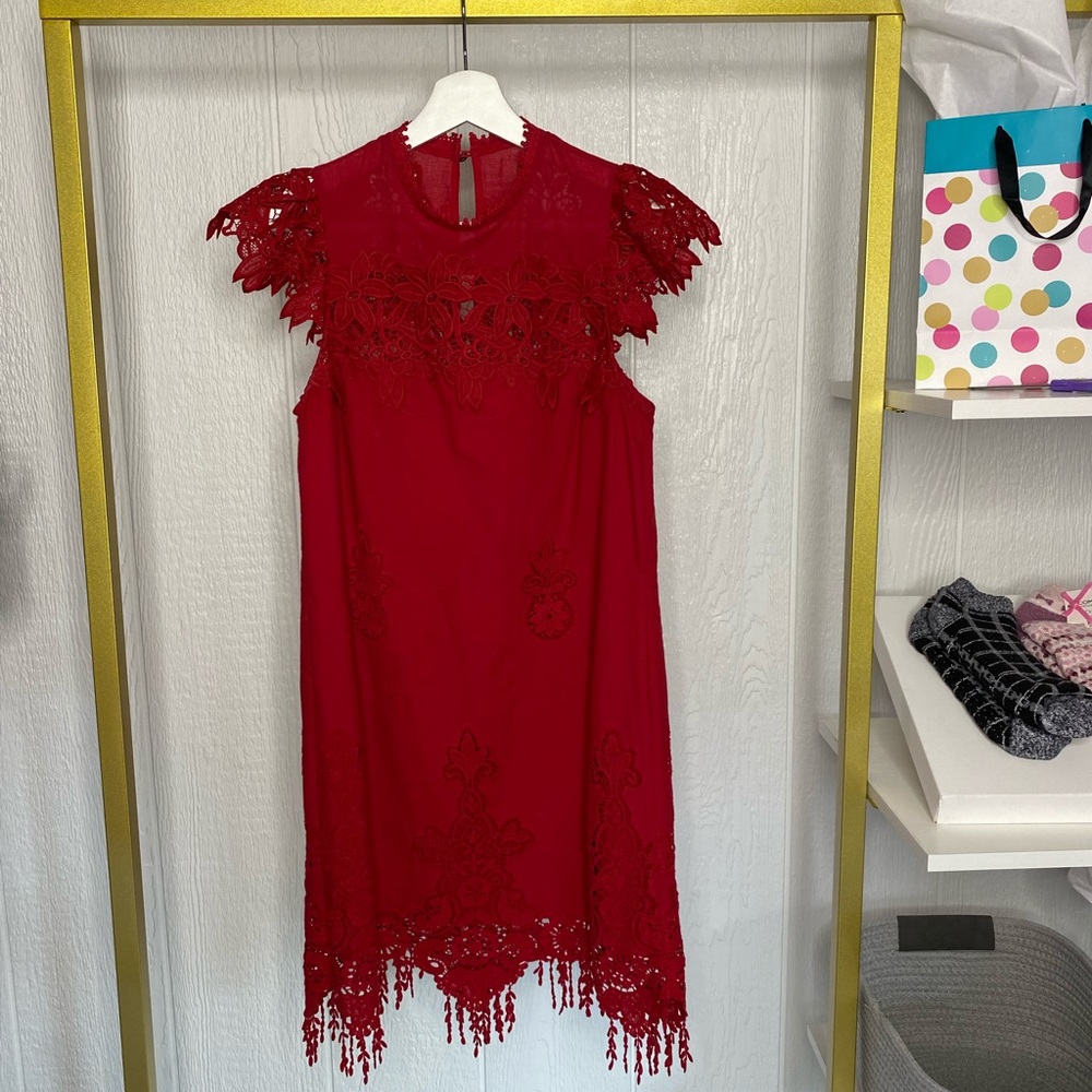 Red Saylor Lace Detail Dress